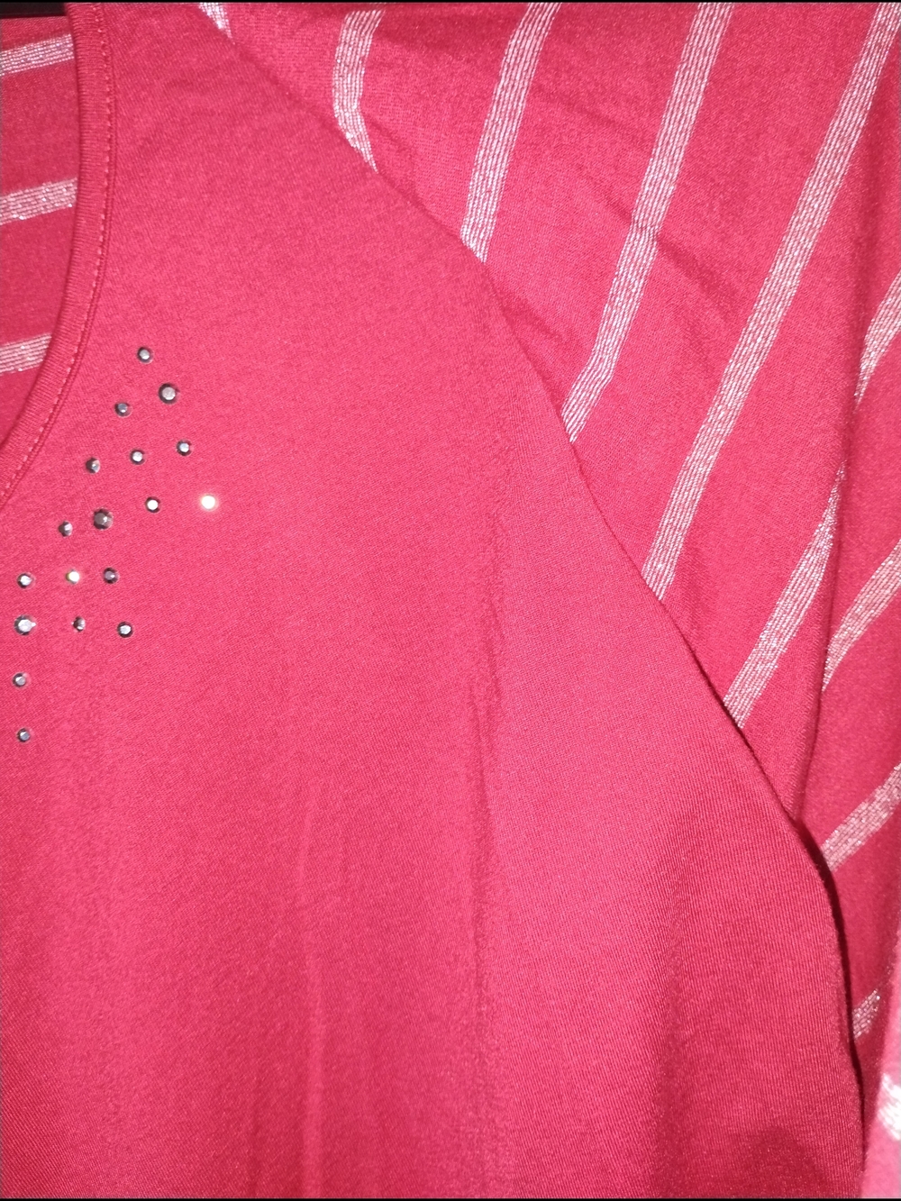 White Stag Red Tank With Built In Red Striped Open Cardigan with Silver Thread - Picture 3 of 11